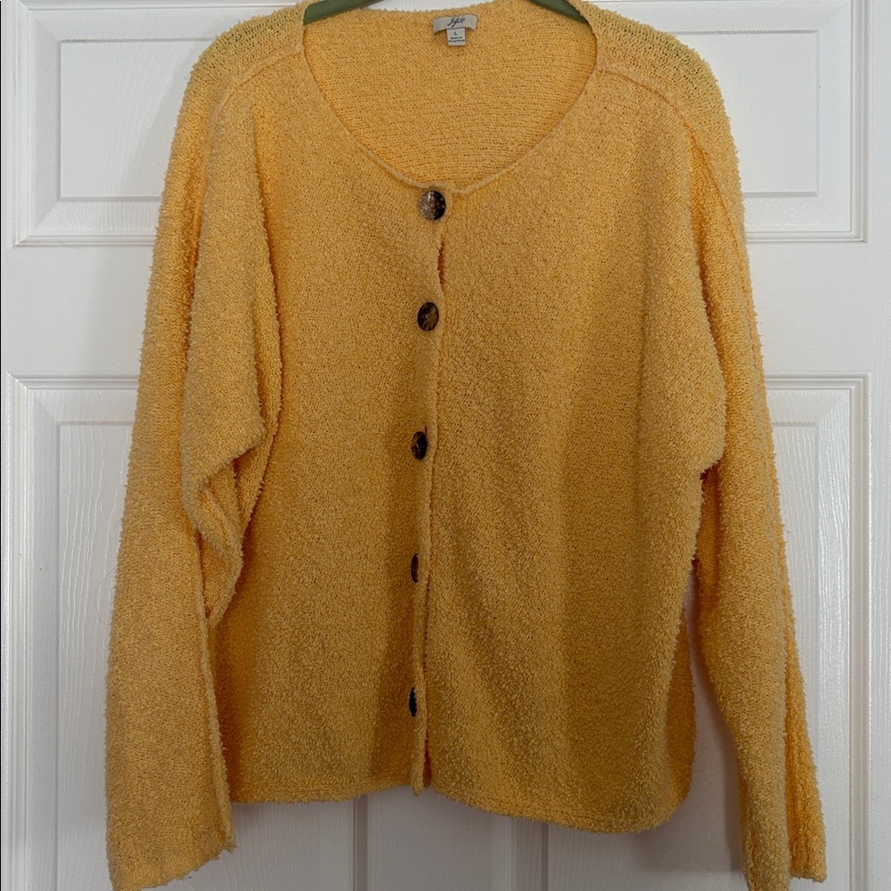 J. Jill Boucle Cardigan size large Yellow Comfort Boxy